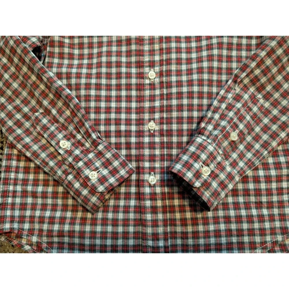 Ralph Lauren Boys Plaid Button‎ Down Shirt Size 5 Preppy 90s Contrast Red Green
